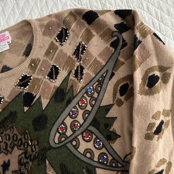 Vivien Forest Women’s Wool Beaded Sweater Medium 80s Vintage - Picture 4 of 10